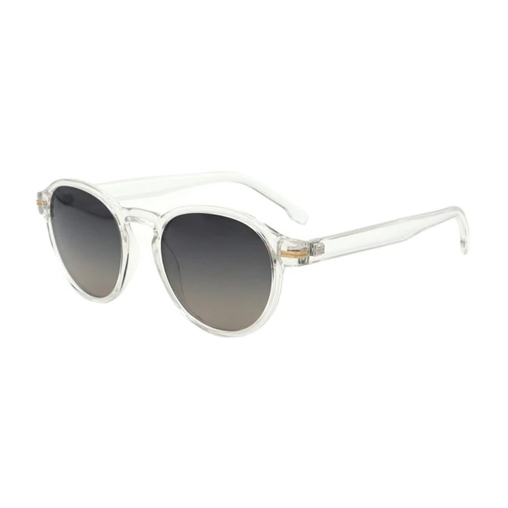 Double Stripe Deco Round Plastic Unisex Classic Sunglasses 490804