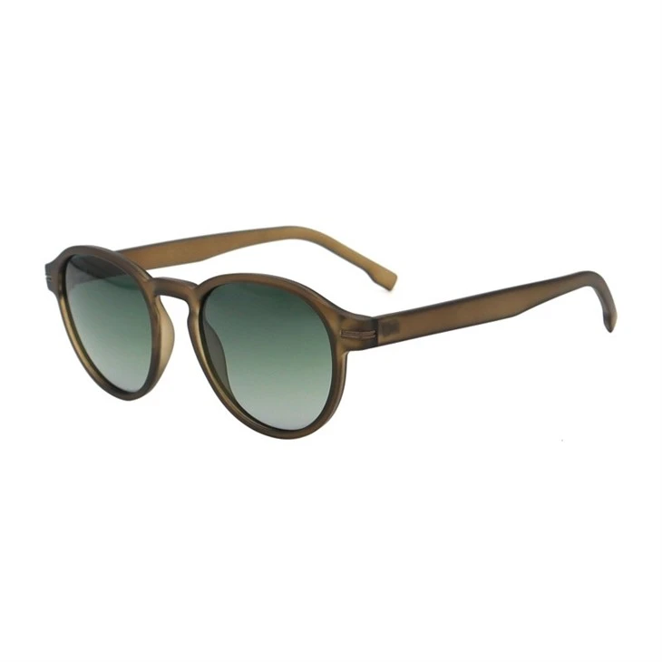 Double Stripe Deco Round Plastic Unisex Classic Sunglasses 490804