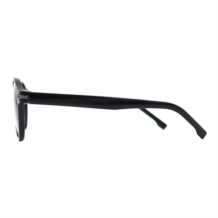 Double Stripe Deco Round Plastic Unisex Classic Sunglasses 490804